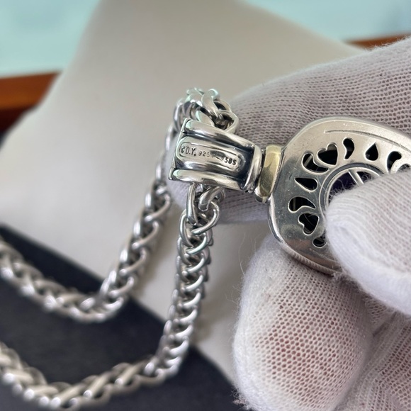 David Yurman 925 & 14k Gold XL Albion Pendant Necklace with Amethyst 16" - Picture 10 of 11